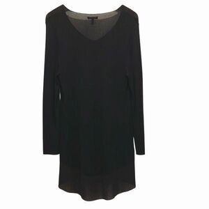 Eileen Fisher Womens Rayon Nylon Sheer Shimmer Pullover Tunic Dress Black Medium